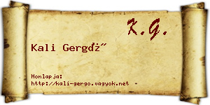 Kali Gergő névjegykártya